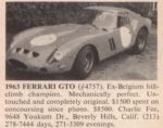 Ferrari 250 GTO Road & Track Ad