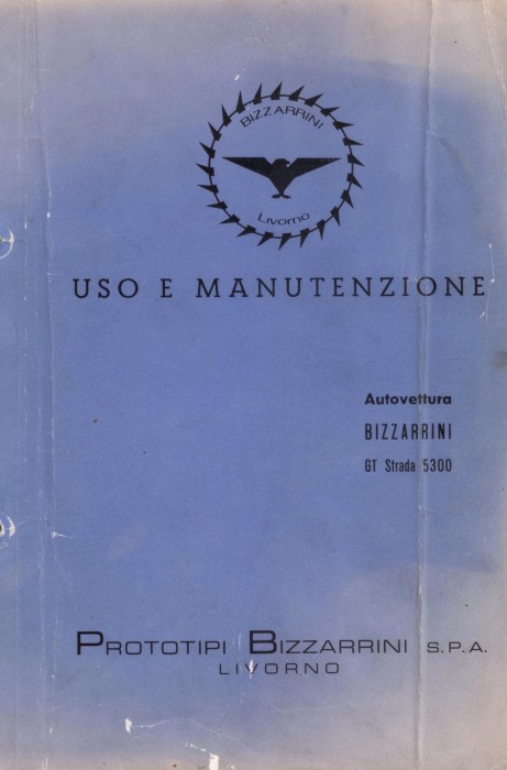 Bizzarrini GT 5300 Owner's Manual Cover