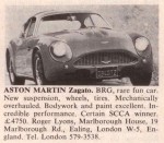 Aston Martin DB4 GT Zagato Advertiement