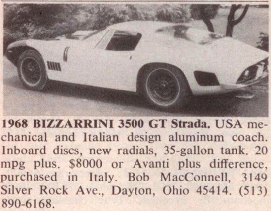 Bizzarrini GT 5300 Strada Advertisement