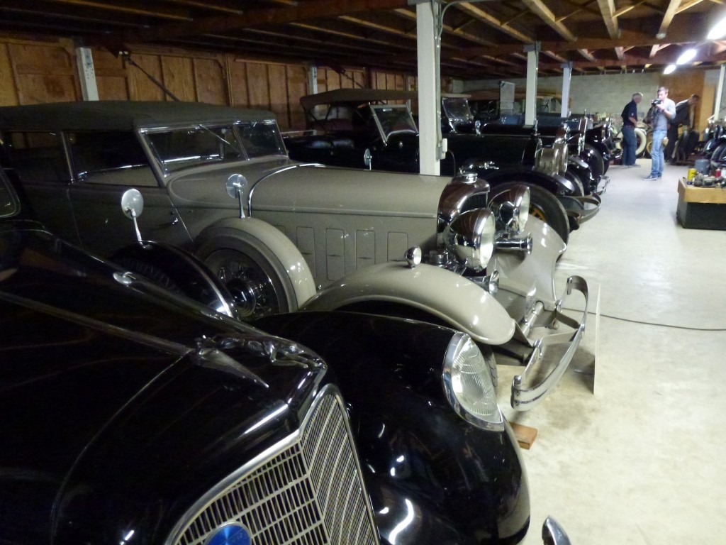 Old cars in a garage
