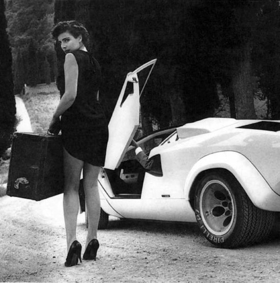 Lamborghini Countach and pretty woman
