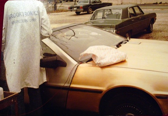 Gold DeLorean being created