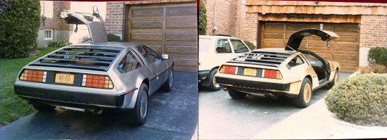 Gold Delorean before and after