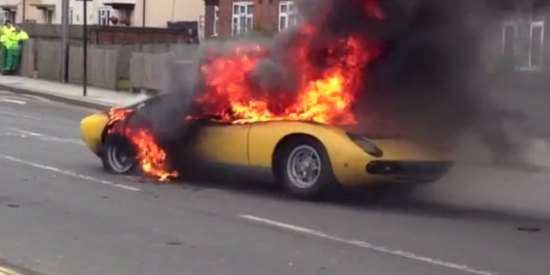 Lamborghini Miura on fire
