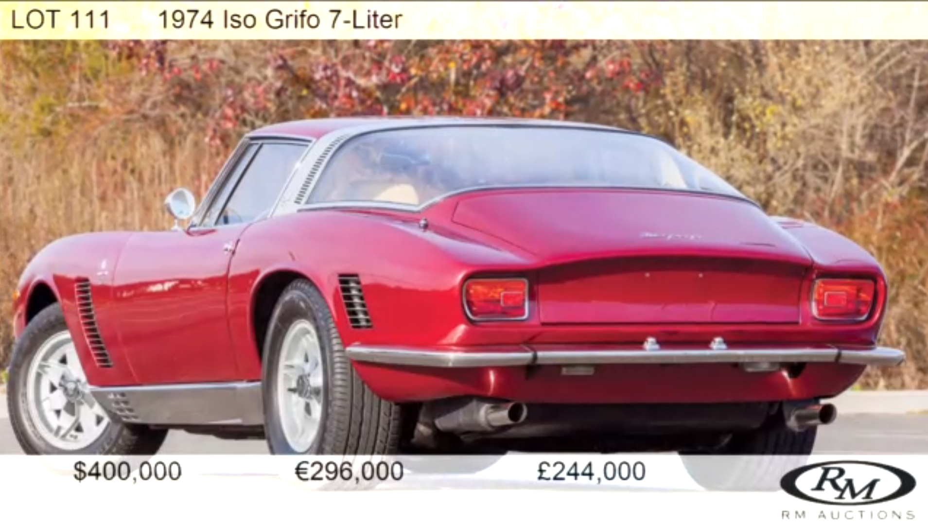 Iso Grifo No. 413 Sets A World Record Price