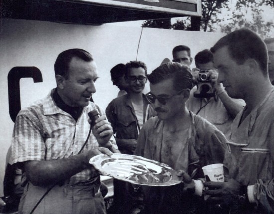 Walter Cronkite giving an award to Roger Penske (circa 1959)