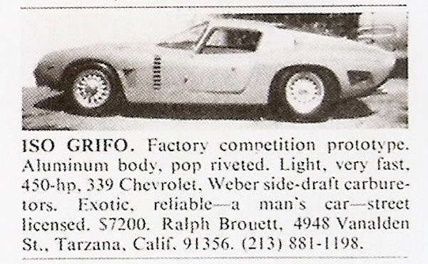Wanted – One Lost Iso Grifo A3/C Bizzarrini Race Car