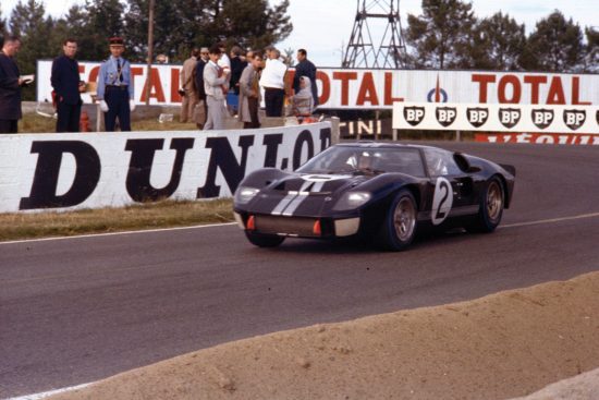 Designed to beat Ferrari at the 1966 24 Hours of Le Mans race the design of the GT40 MkII included a new quick-change technique allowing  disc brakes to be changed in a mere five minutes. The GT40 MkII captured first, second and third place that year.