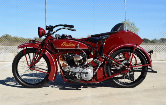 Collector Motorcycles-1923 INDIAN CHIEF WITH PRINCESS SIDE CAR EX-STEVE MCQUEEN-Sold $100,000