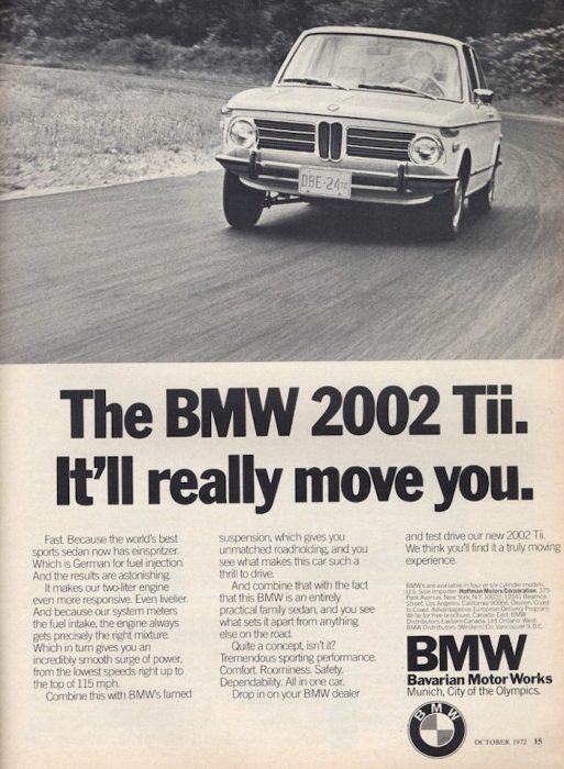 BMW 2002 tii advertisement