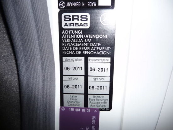 Air bag replacement warning