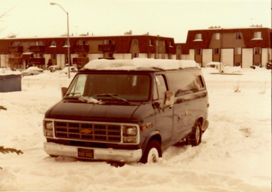 1978 Chevy Van in the snow