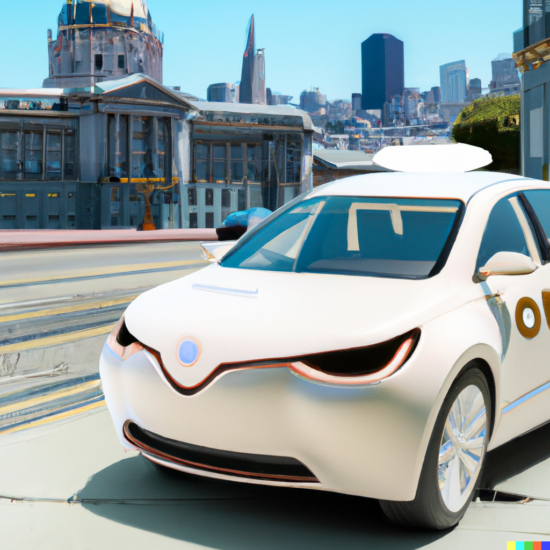 DALL·E 2023-02-19 15.20.43 - Futuristic artificial intelligence cars in San Francisco