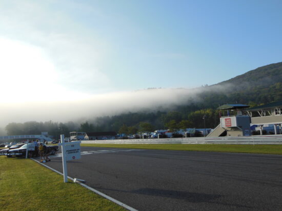 Lime Rock Lime Rock Park at 7:15am just as the dew clouds were rising and the bright sunshine was burning it off
