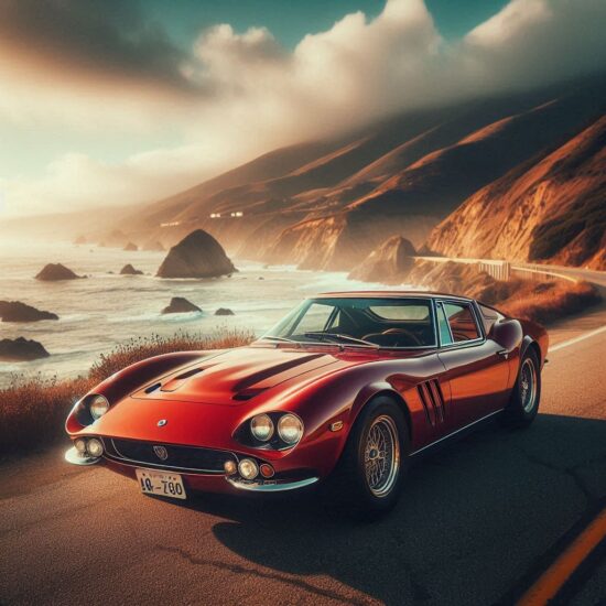 "Iso Grifo sports car on the Big Sur coast" by Bing Copilot - input from Mike Gulett