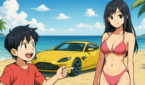 The Car or the Lady Cartoon