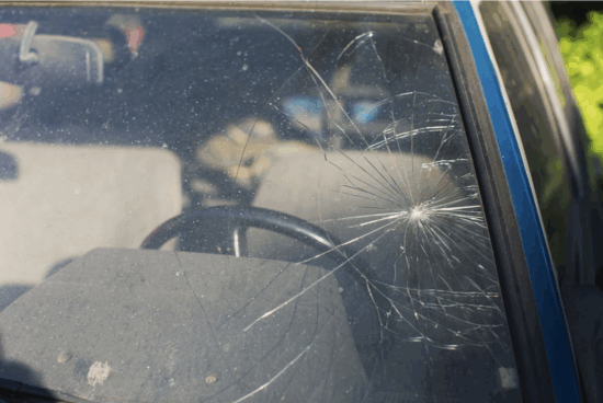 broken windshield