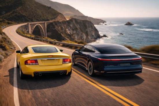 Aston Martin Vanquish S and Lucid Air Pure