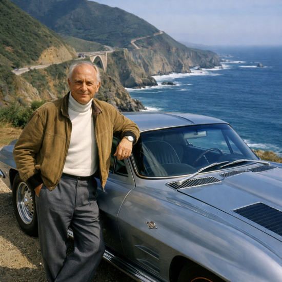 Zora Arkus-Duntov and a Corvette