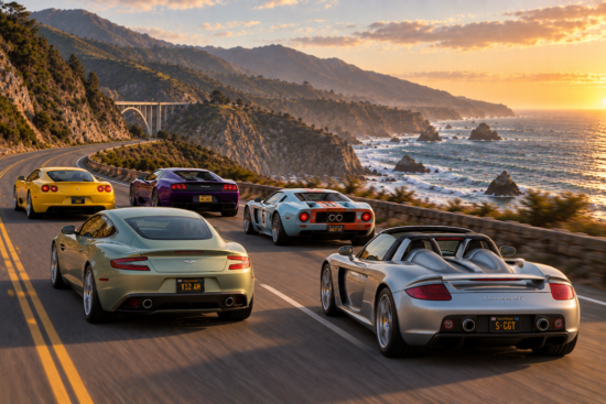 5 super cars on the Big Sur Coast